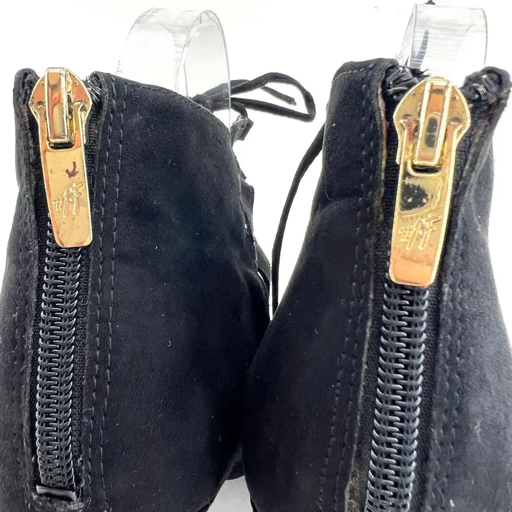 Marc Fisher (10) Urbana Black Faux Suede Lace Up Caged Stiletto Ankle Booties - Picture 6 of 11